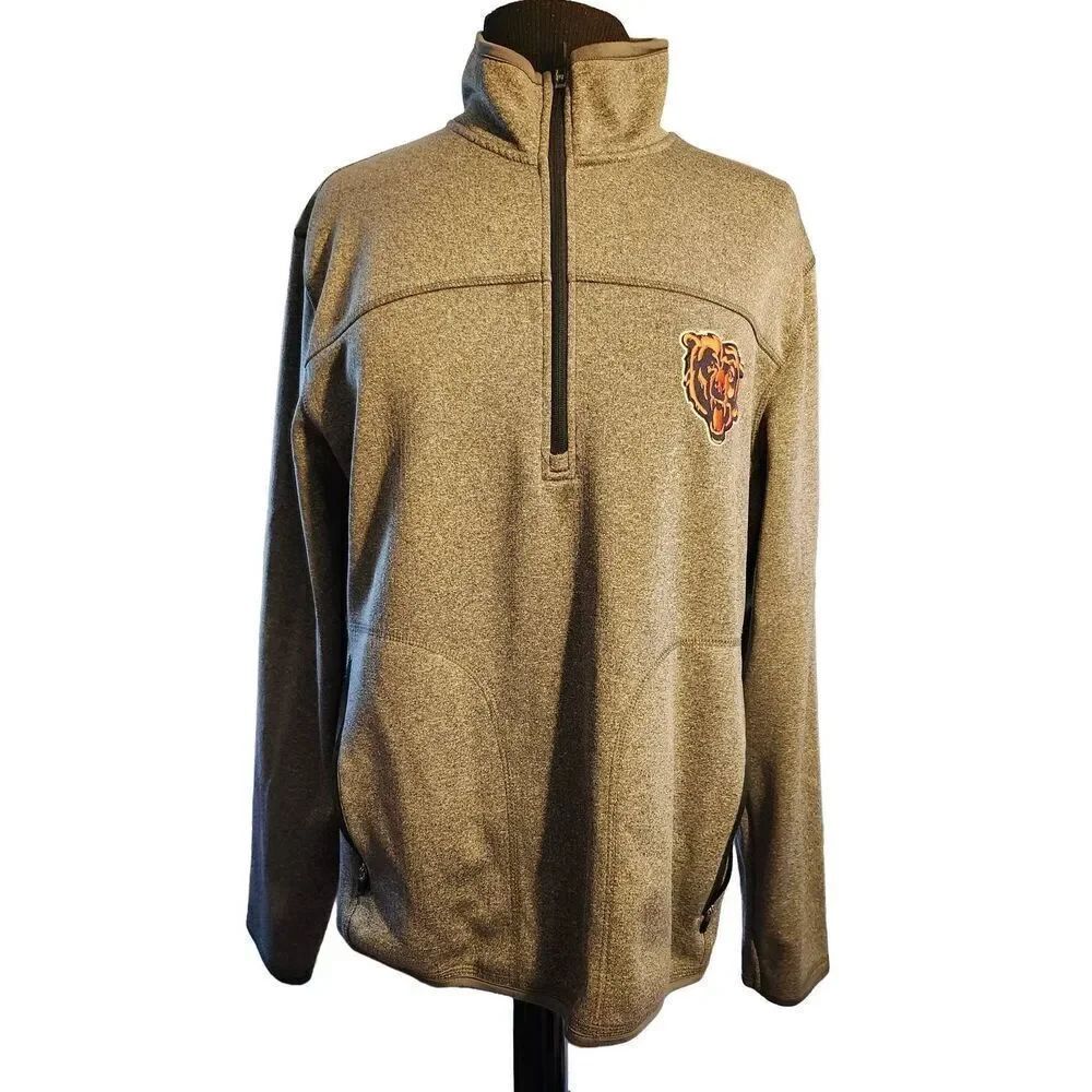 NFL Chicago Bears Team Apparel Men's 1/4 Zip Track Jacket Size Medium  Waffle In